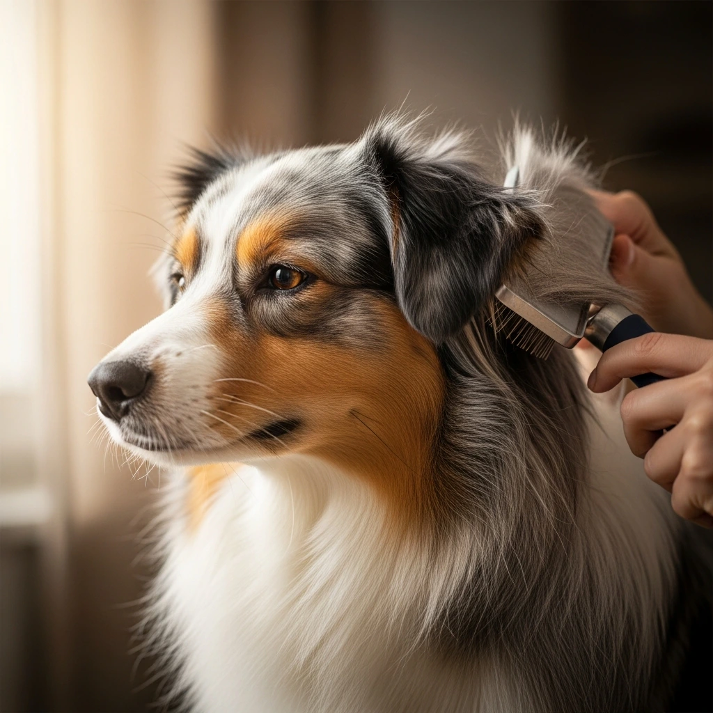 Grooming a Mini Australian Shepherd's double coat