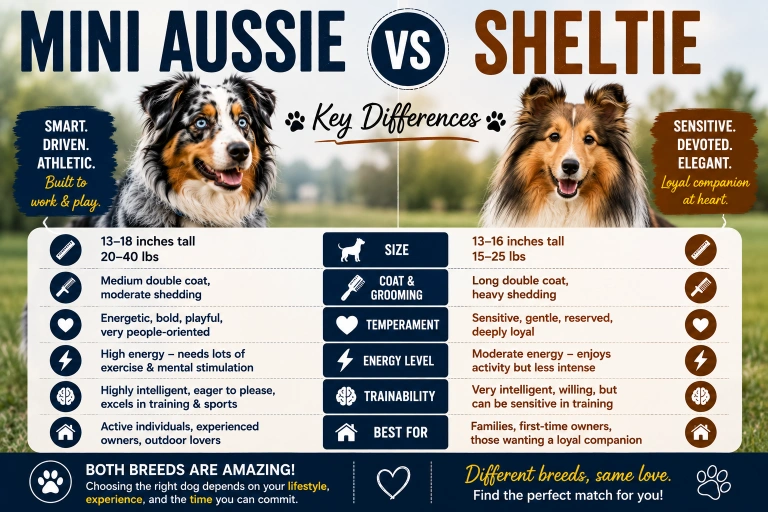 Mini Aussie vs Sheltie Key Differences