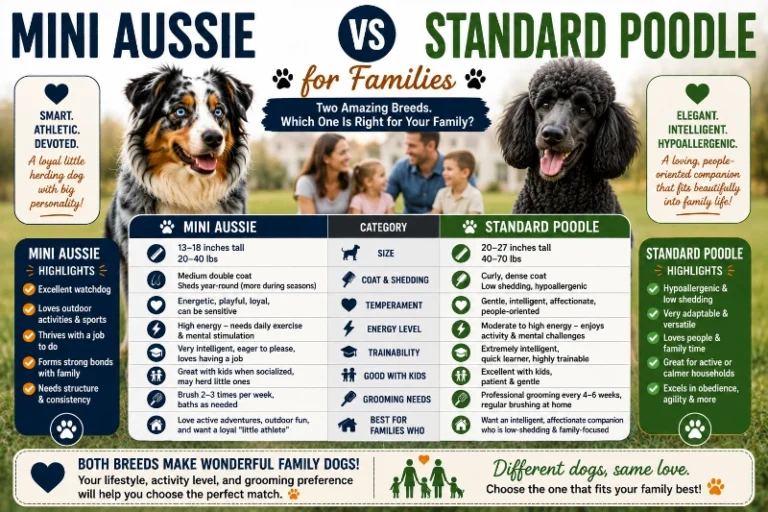 Mini Aussie vs Standard Poodle for Families