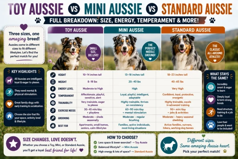 Toy Aussie vs Mini Aussie vs Standard Aussie Full Breakdown